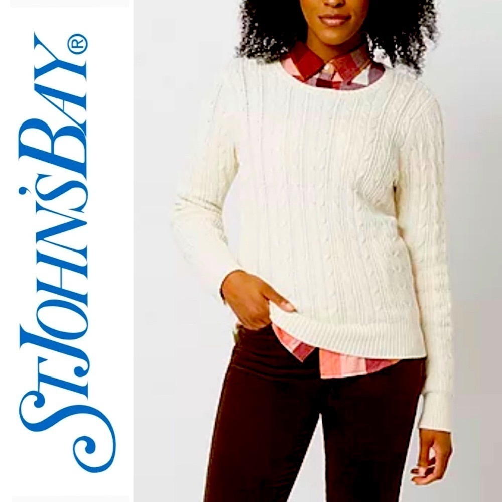 ST. JOHN’S BAY Womens Crew Neck Long Sleeve Pullover Sweater ⚓️